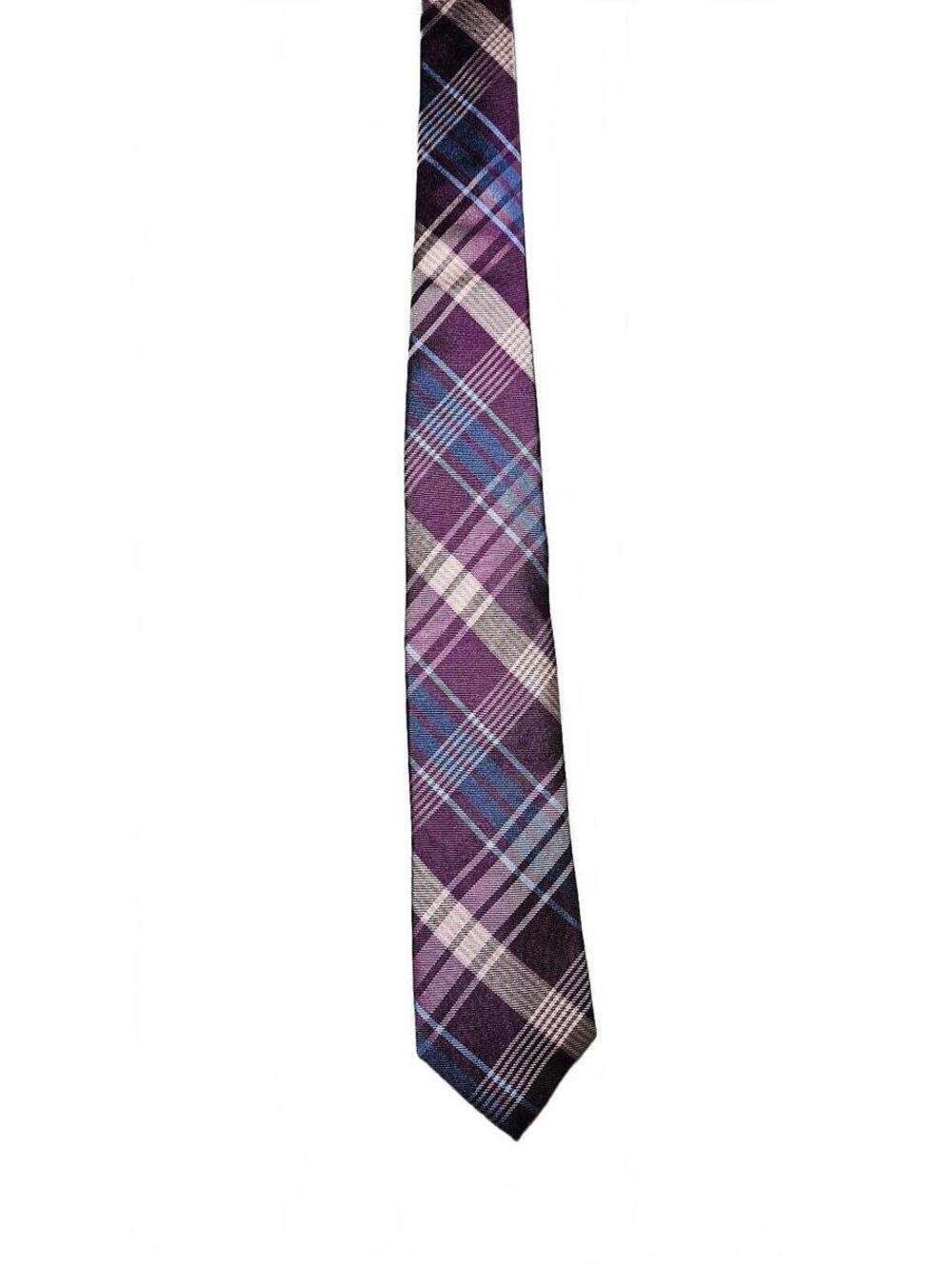 Perry Ellis Portfolio Purple Plaid Tie - Sharp Handmade Style